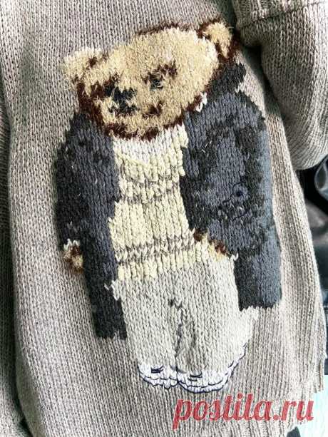 Вязаный свитер с мишкой в стиле Ralph Lauren - новая схема. | Юлия L (Pinkishlife_knit) | Дзен