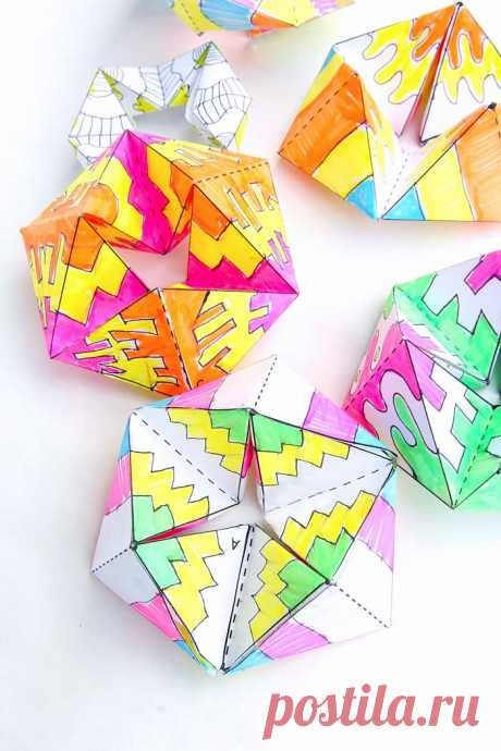 How to Make Amazing Flextangles Make this paper toy and be mesmerized by the colorful action! Get the template and instructions on Babble Dabble Do.