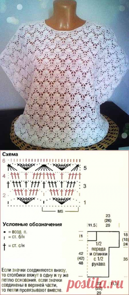 Ажурные блузки крючком со схемами