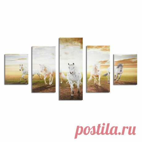 5pcs running horses canvas paintings wall decorative print art pictures frameless wall hanging decorations for home office Sale - Banggood.com
