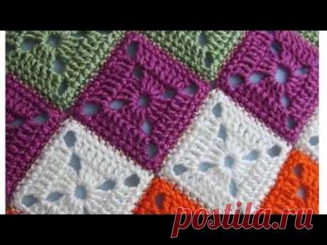 مفرش سرير/ بطانية بيبي بالوحدات المربعه للمبتدئين Crochet bed cover
