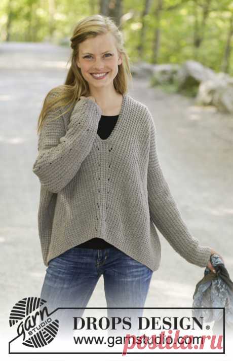 Wednesday Morning / DROPS 197-27 - Free knitting patterns by DROPS Design Knitted jumper in DROPS Merino Extra Fine. The piece is worked back and forth with texture and displacement. Sizes S - XXXL