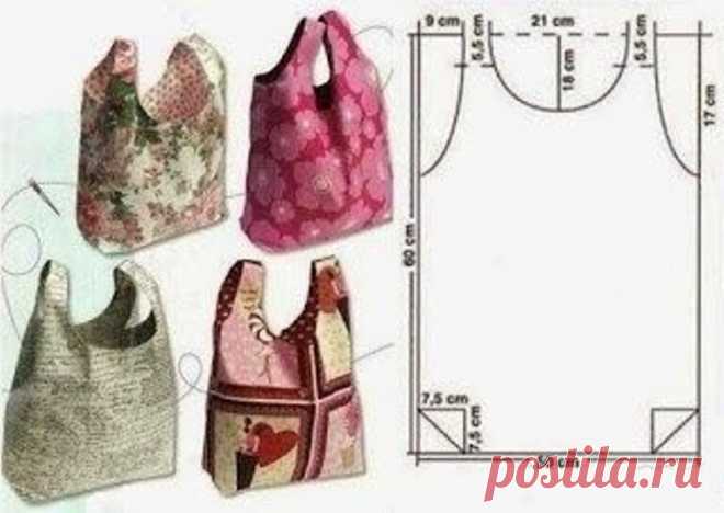 Лоскутная сумка - шоппер или сумка - пакет. Идеи для шитья, а также схемы и выкройки сумок. | Юлия Жданова | Дзен