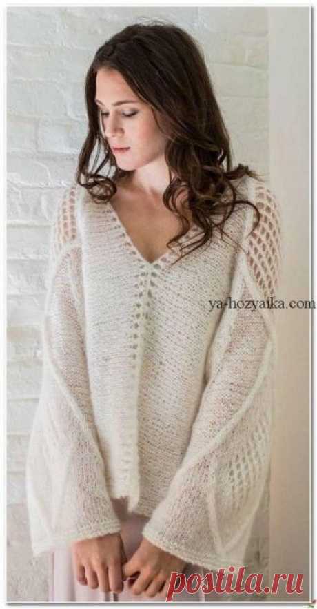 Свободный мохеровый пуловер спицами. Вязание из мохера спицами для женщин оригинальные модели