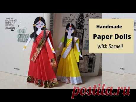 DIY Handmade Paper Doll in Saree Craft  Project  by  Aloha Crafts (Very Easy!!!!! )