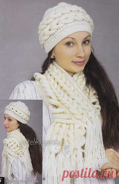 Оригинальный комплект-шапочка и шарф из кос