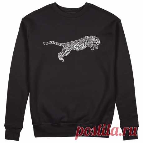 Женский свитшот «Леопард. Кот. Кисуня. Ягуар. Кошка. Не Пума.» цвет черный - дизайнер принта Kaplio