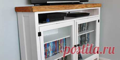Remodelaholic | Build a TV Console Using Old Windows Give your media cabinet some instant character by building a TV console using old windows and reclaimed wood. Plenty of storage for DVDs and games.