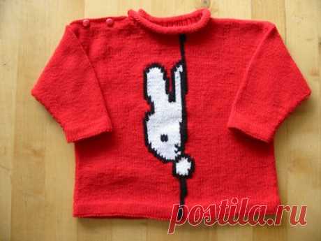 Жаккардовый узор зайчика для детского пуловера