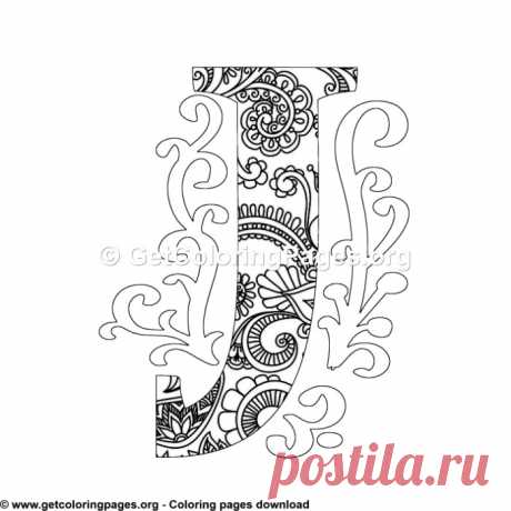 Zentangle Monogram Alphabet Letter J Coloring Sheet &amp;#8211; GetColoringPages.org