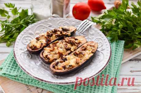 Запеченный баклажан с сыром и грецким орехом: рецепт с фото пошагово