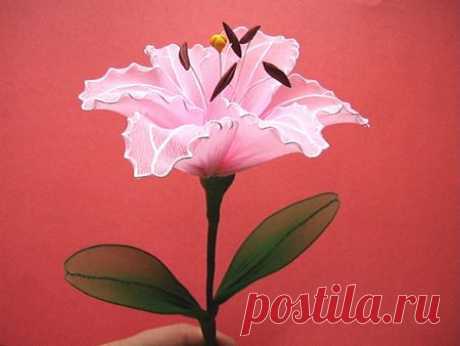 Мастер класс по изготовлению цветка Лилии из капрона.