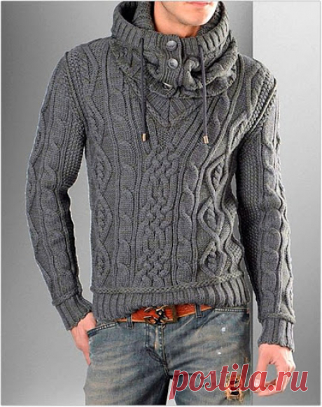 Вяжем мужской свитер спицами — Красивое вязание