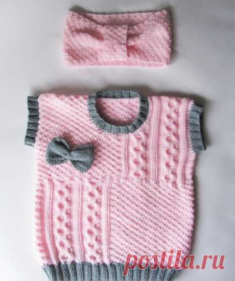 Детский набор для девочки 2-3 года:вязаный жилет и повязка.Розовый. – купить в интернет-магазине на in-dee с доставкой - CHBHGB | Тула