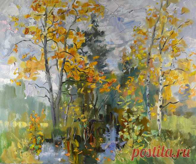 Autumn Painting Nature Landscape - Natalya Savenkova Art Online Autumn Painting Nature Landscape Art Divya Gallery Original Oil Painting, Buy Online. Artist from Russia. Impressionism Art