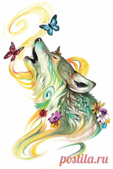 Season Wolf - Spring Art Print by Katy Lipscomb | iCanvas