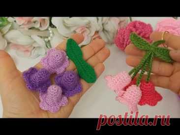 Crochet Lily of the  flower keychain 👌🌹🌿🌹🥰#crochet #crochetstitch