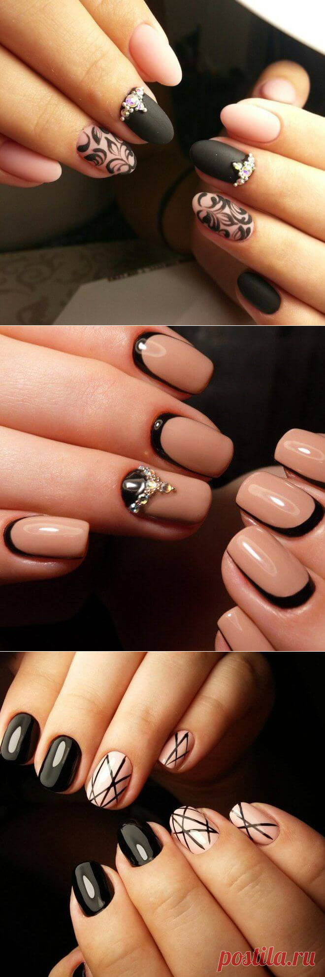 Черные ногти – маникюр с черным лаком, черный с золотом, с серебром, черные матовые ногти | Чаровница и проказница