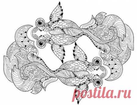 Zentangle stylized floral china fish doodle. Hand Drawn vector illustration. Sketch for tattoo or coloring book. 123RF - Миллионы стоковых фото, векторов, видео и музыки для Ваших проектов.
