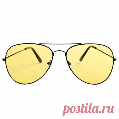 Солнцезащитные очки-авиаторы с металлической черной оправой и желтой линзой за 180 грн. | Шафа