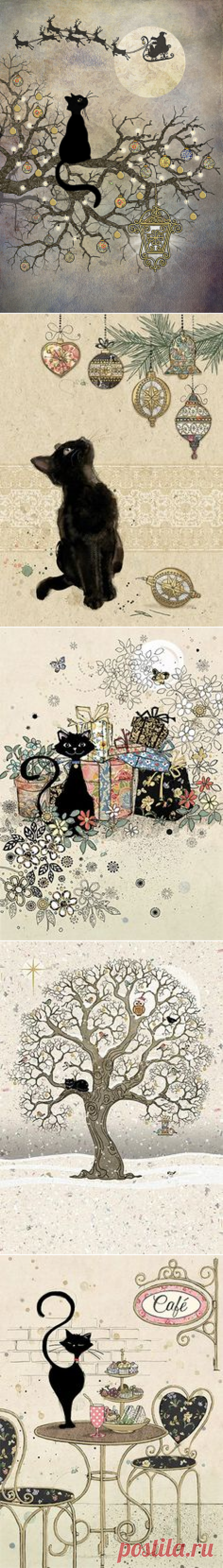 ✻BugArt Christmas Paper &amp; Foil ~ Moon Cat. CHRISTMAS PAPER &amp; FOIL Designed by Jane Crowther. | Red | Рождественские открытки, Олень и Рождество в с…