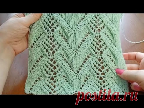 Оригинальный ажурный узор спицами + схема. Узоры спицами. Knitting an original openwork pattern.