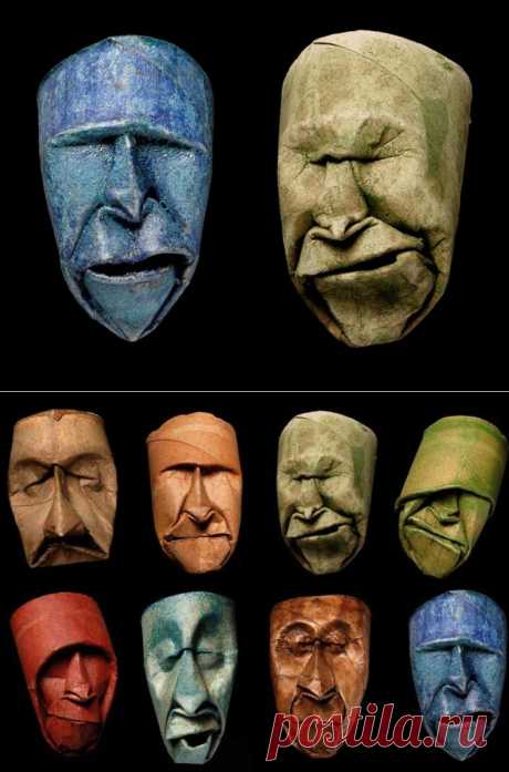 Художник создает забавные лица из картонных туб от туалетной бумаги | Ультрамарин