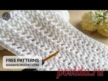VERY EASY, FAST & VERSATILE Crochet Pattern for Beginners! ⚡️ 🤍 ELEGANT Crochet Stitch for Blanket