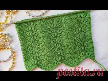 Красивый и очень простой ажурный узор "Павлиний хвост"🦚💚/Beautiful openwork pattern "Peacock tail"