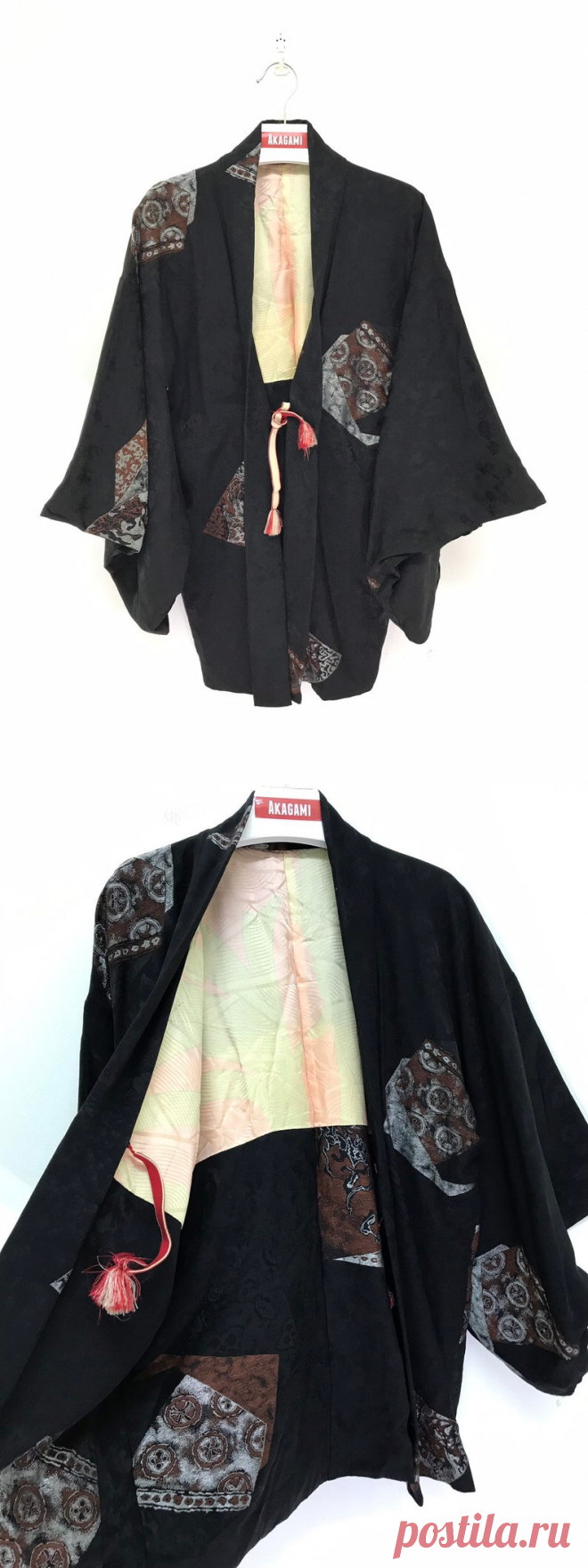 Made in Japan Vintage Black Haori Silk Light Jacket Asian Floral Jacquard Tapestry Drawstring Kimono Light Jacket Hand Made Sashiko Stitch - Etsy