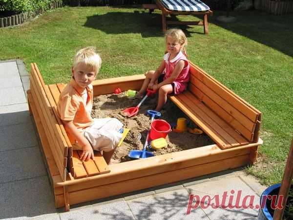 Комфортные и удобные песочницы для детей на даче
