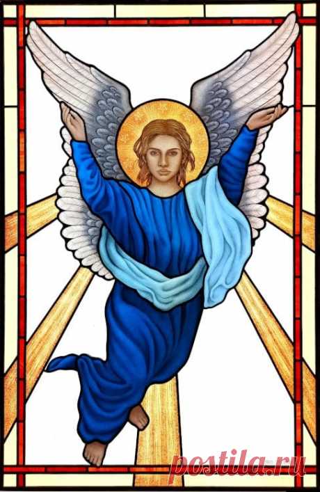 Flying Angel stained glass - iko studio Flying Angel stained glass create for a cemetery chapel in Rome