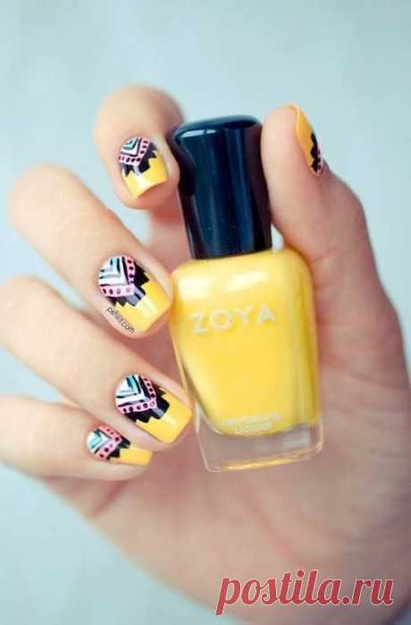 Girly Pink And Yellow Pastel Floral Nail Art Tutorial
