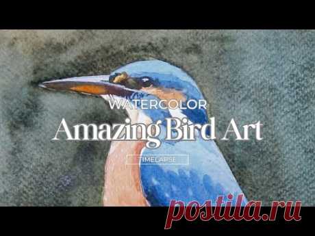 8 Minutes of Amazing Watercolor Bird Art | Time lapse | Paint Academy
