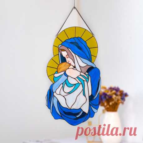 Vidriera de la Virgen María cuelga regalos ucranianos Jesucristo panel de vidrieras Iconos religiosos Tiffany vidrieras suncatcher - Etsy Chile