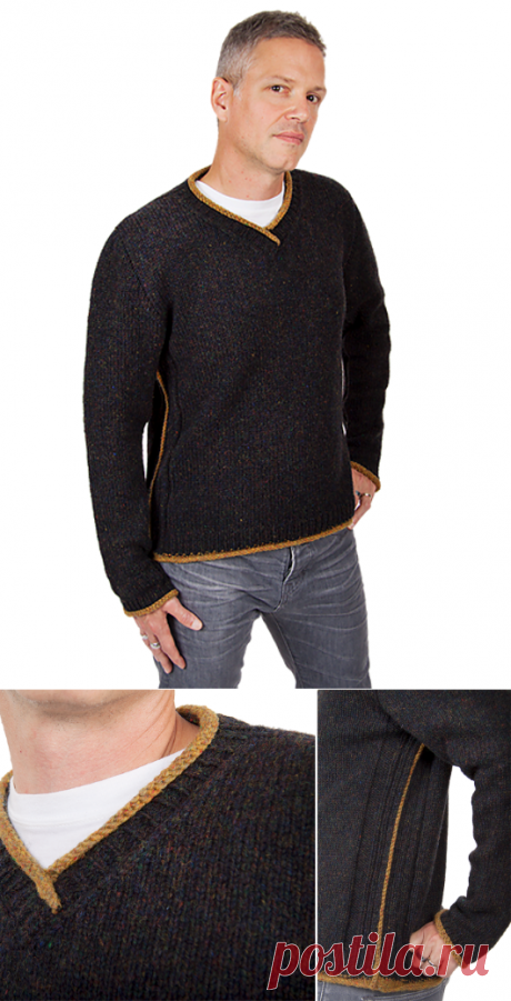 Вязаный мужской пуловер | ДОМОСЕДКА