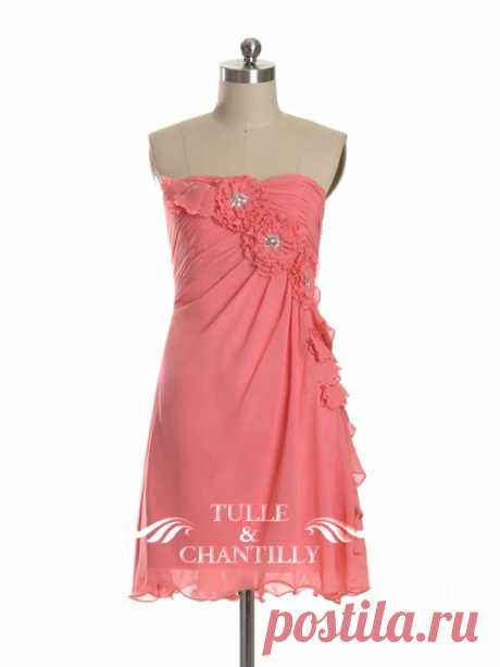 Cute Beaded Floral Coral Short Cocktail Bridesmaid Dress [TBQP183C] - $156.00 : Custom Made Wedding, Prom, Evening Dresses Online | Tulle &amp; Chantilly