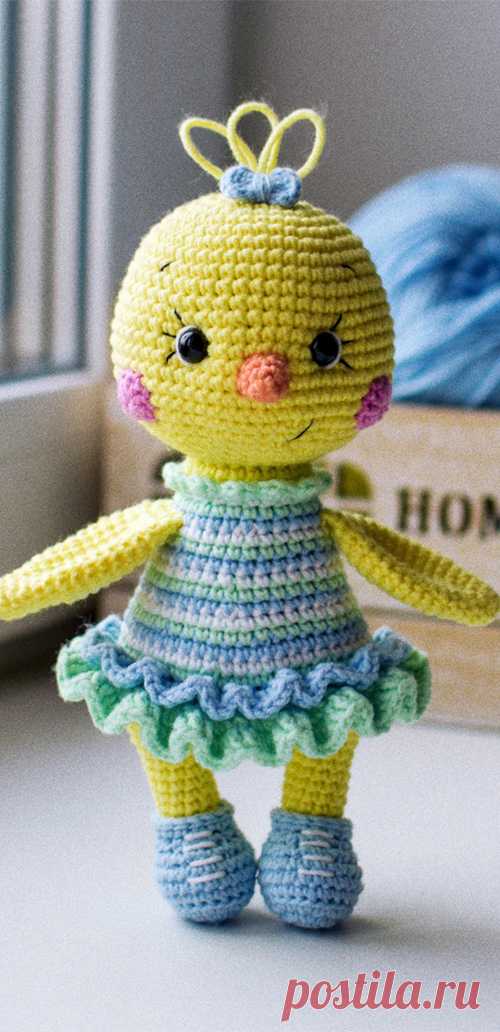 PDF Цыпочка крючком. FREE crochet pattern; Аmigurumi bird patterns. Амигуруми схемы и описания на русском. Вязаные игрушки и поделки своими руками #amimore - цыпленок, цыплята.