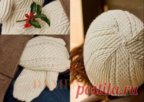 Зимний комплект: шапка и варежки | DAMские PALьчики. ru