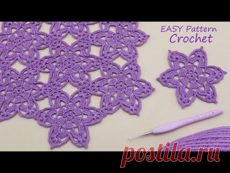 Цветочные мотивы ВЯЗАНИЕ КРЮЧКОМ для начинающих EASY Flower Pattern Crochet