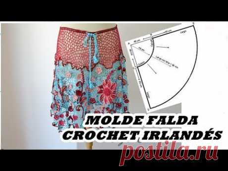 Falda en crochet irlandés paso a paso- Molde falda - Tejido Circulos