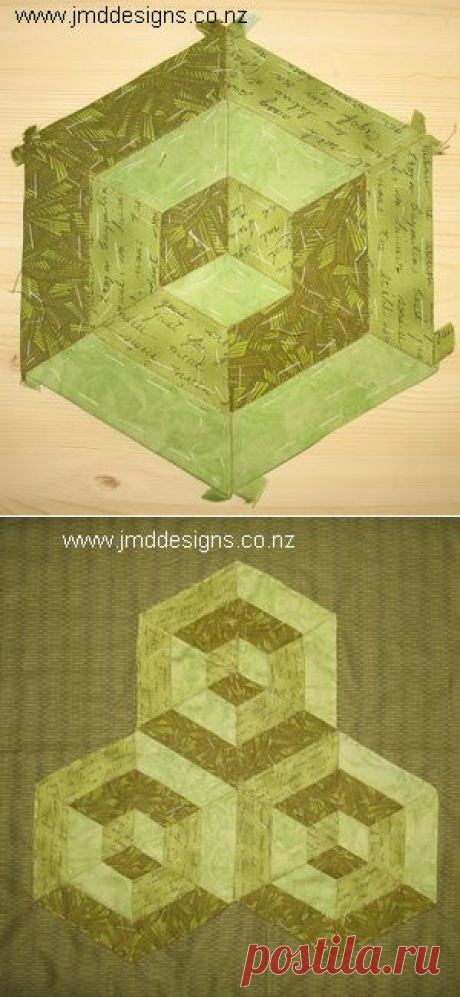 JMD Designs Tutorial- English Paper Piecing 3D Hexagon Design with Hand Quilting