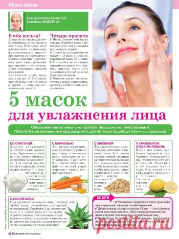 5 масок для увлажнения лица