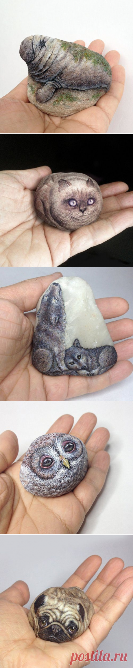 Миниатюрные животные на камнях