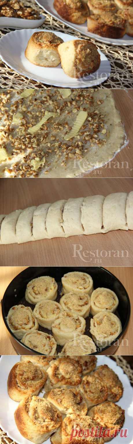 Рецепт: Творожные улитки с ореховой начинкой