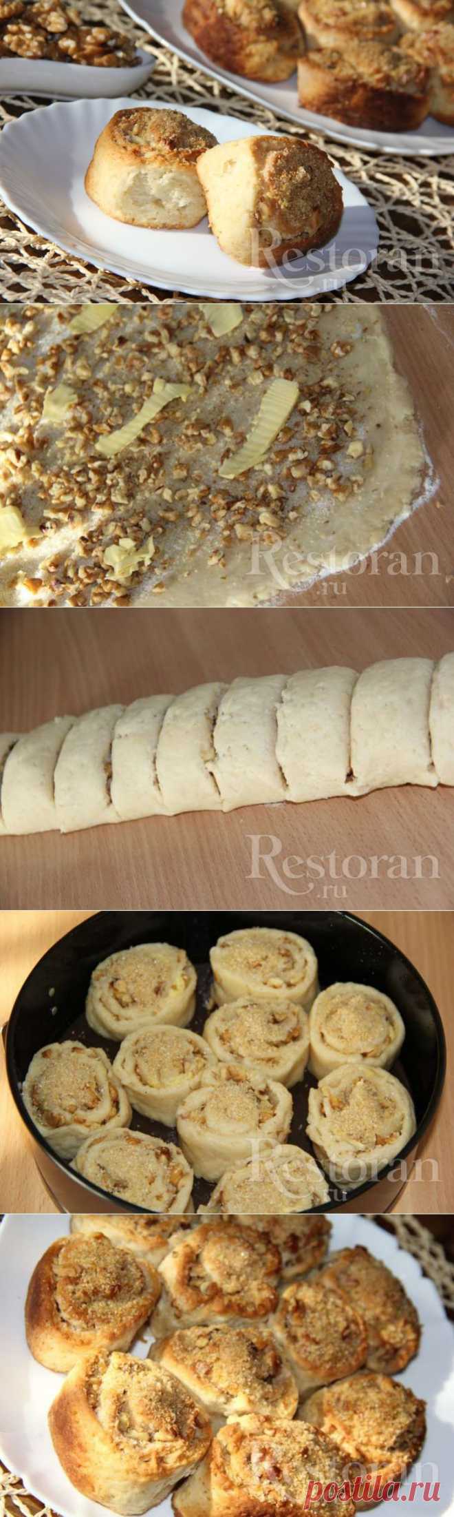 Рецепт: Творожные улитки с ореховой начинкой