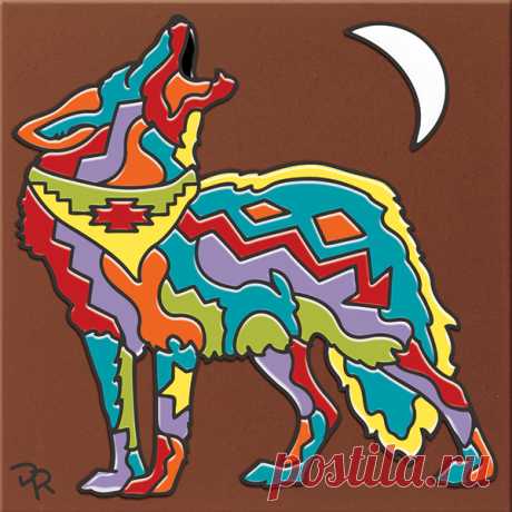 6x6 Southwest Coyote Decorative Art Tile Naturals - Hand N Hand Designs