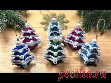 СУПЕР ПРОСТО И БЫСТРО, новогодние ёлочки своими руками 2022 из фоамирана 🎄 DIY christmas ornaments