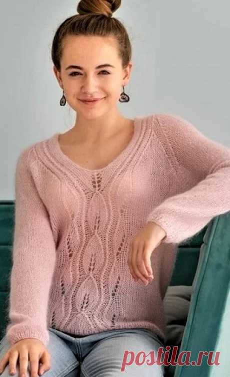Пуловер Паутинка спицами - Узоры вязания спицами
