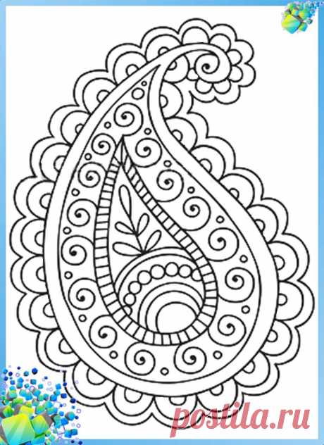 Трафарет для рисования витража витражными красками индийский огурец пейсли